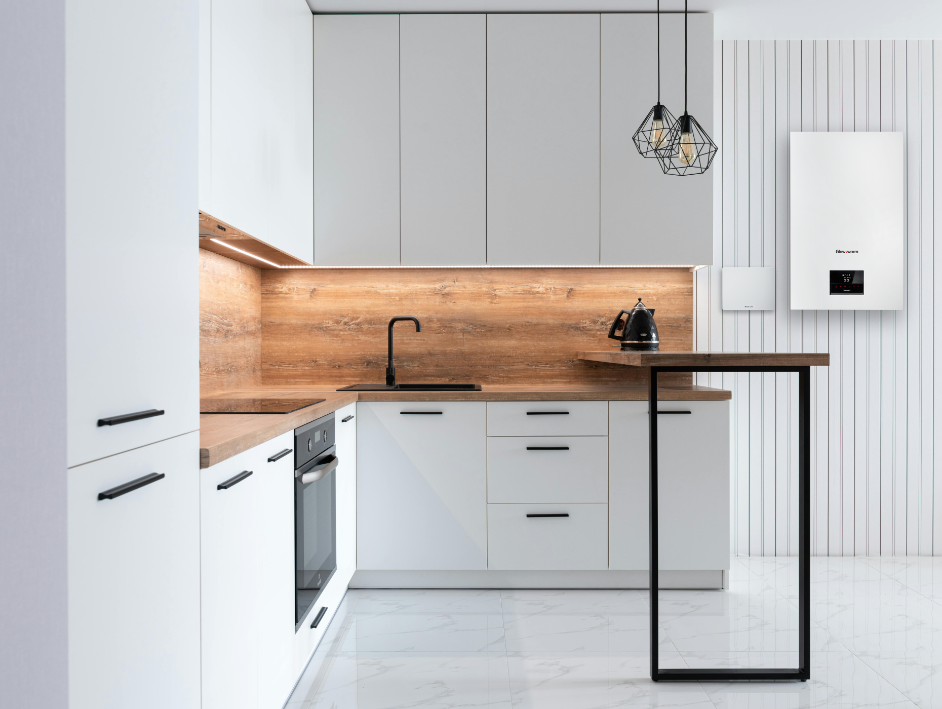 A combi boiler installed in a kitchen