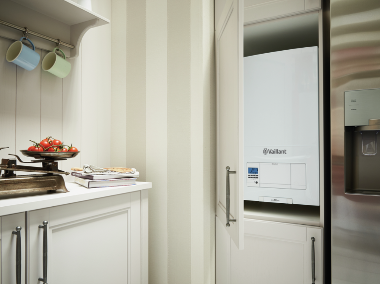 A combi boiler installed in a kitchen